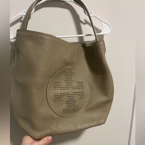 Tory Burch Shoulder Bag Khaki Faux Leather